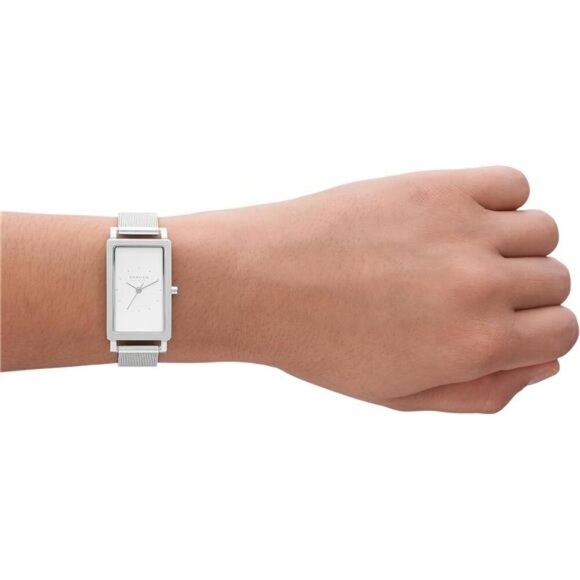 Rectangular Case Watch with Stainless Steel Bracelet, Mesh or Leather Band